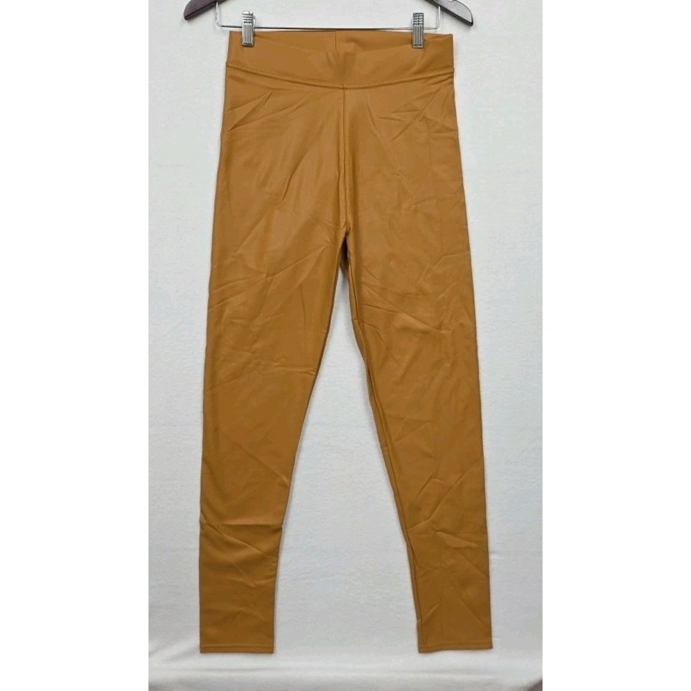 C-Mode Faux Leather Liquid Leggings Womens M NWOT Bronze Color